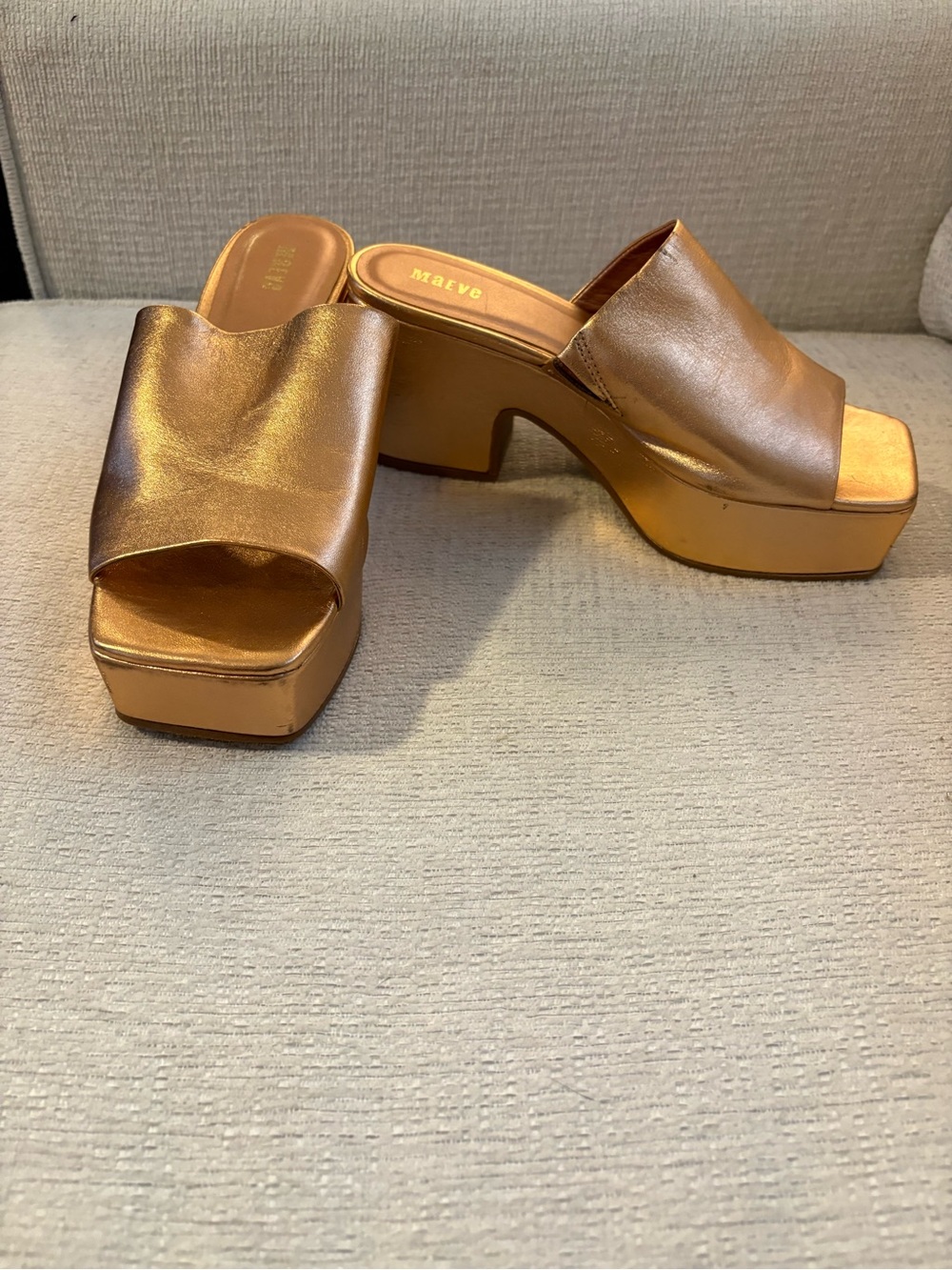 Maeve Bronze Metallic Platform Mules